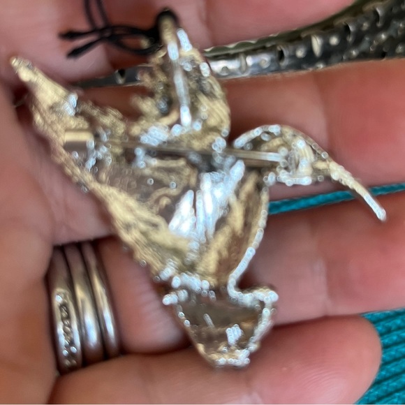 Rare! NWT Betsey Johnson Red Silver Rhinestone Hummingbird or Pendant - Picture 8 of 9